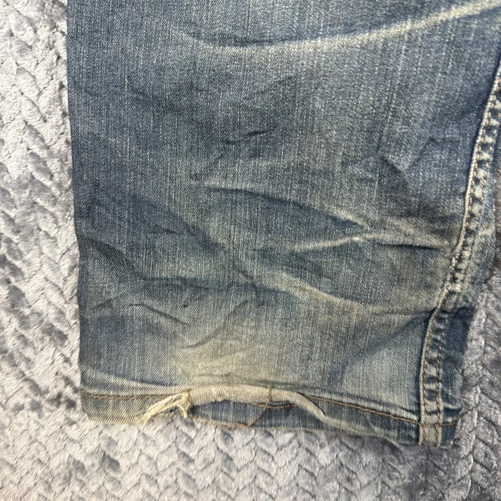 Levis 504 Jeans Adult 34x32 Blue Red Tab Denim Medium Wash Straight Distressed‎